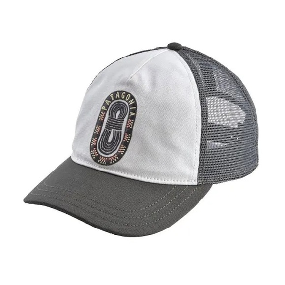 Patagonia Paper Peaks Badge Mesh Snapback Trucker Hat Baseball Cap White Gray - Picture 10 of 12
